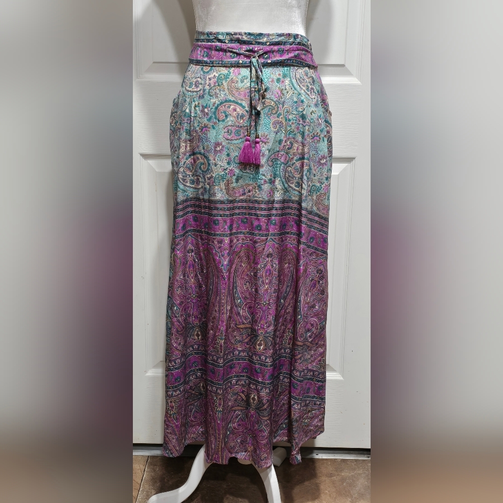 Cienna Colorful Paisley Boho Maxi Skirt - Picture 1 of 11